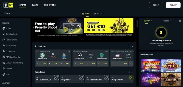 DAZN BET interface