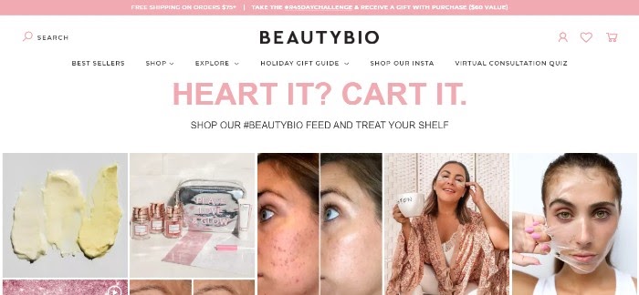 Beautybio Skin Care Marketing Página de compras de Instagram