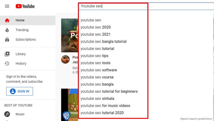 Cuando busque palabras clave de YouTube por todas partes, asegúrese de utilizar las sugerencias de YouTube.