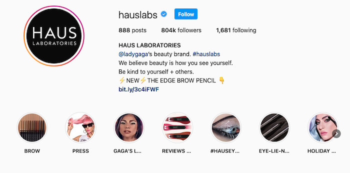 Las mejores biografías de Instagram para empresas de comercio electrónico - Haus Laboratories