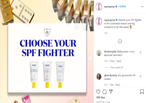 supergoop protector solar estrategia de marketing de instagram