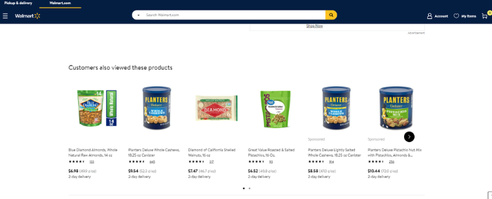 Publicidad de Walmart: ejemplo de carrusel de productos