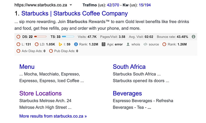 Dominios de nivel superior de código de país: ejemplo de Starbucks