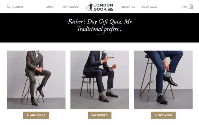 Ejemplos de venta de comercio electrónico del día del padre - London Sock Company