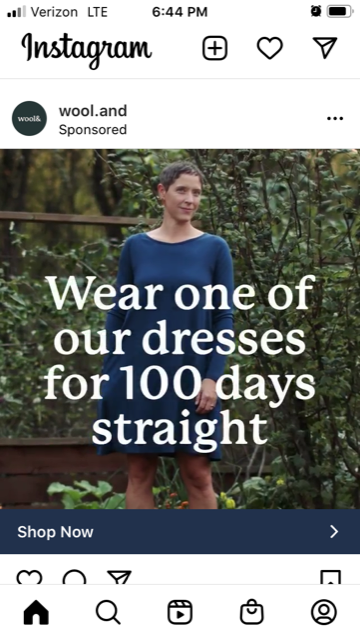 Ejemplos de excelentes anuncios de Instagram: lana
