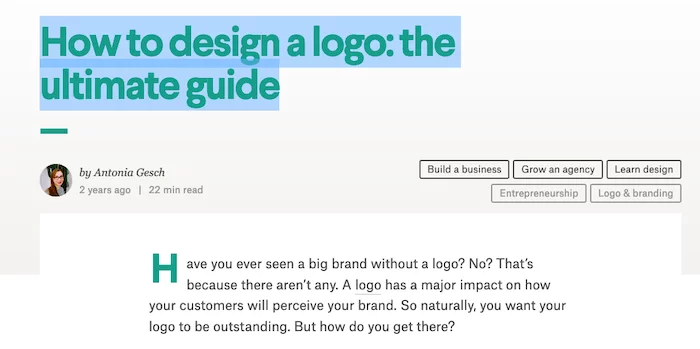Ejemplos de excelentes guías de contenido: cómo diseñar un logotipo