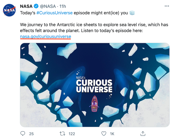 Alternativas de acortador de enlaces a Goo.gl: ejemplo del feed de Twitter de la NASA