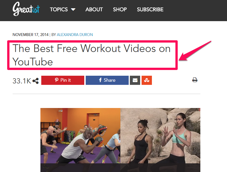 Una captura de pantalla de un titular que dice "los mejores videos gratuitos de entrenamiento en youtube". "ancho =" 594 "alto =" 452