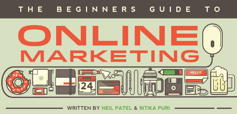 Une photo qui montre le titre "Le guide du débutant en marketing en ligne" de Neil Patel. " largeur="589" hauteur="284