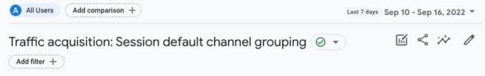 Personalización del grupo de canales en la página de adquisición de tráfico en GA4. 